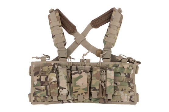 Condor Recon Multicam chest rig with AR-15 and pistol magazine pockets.